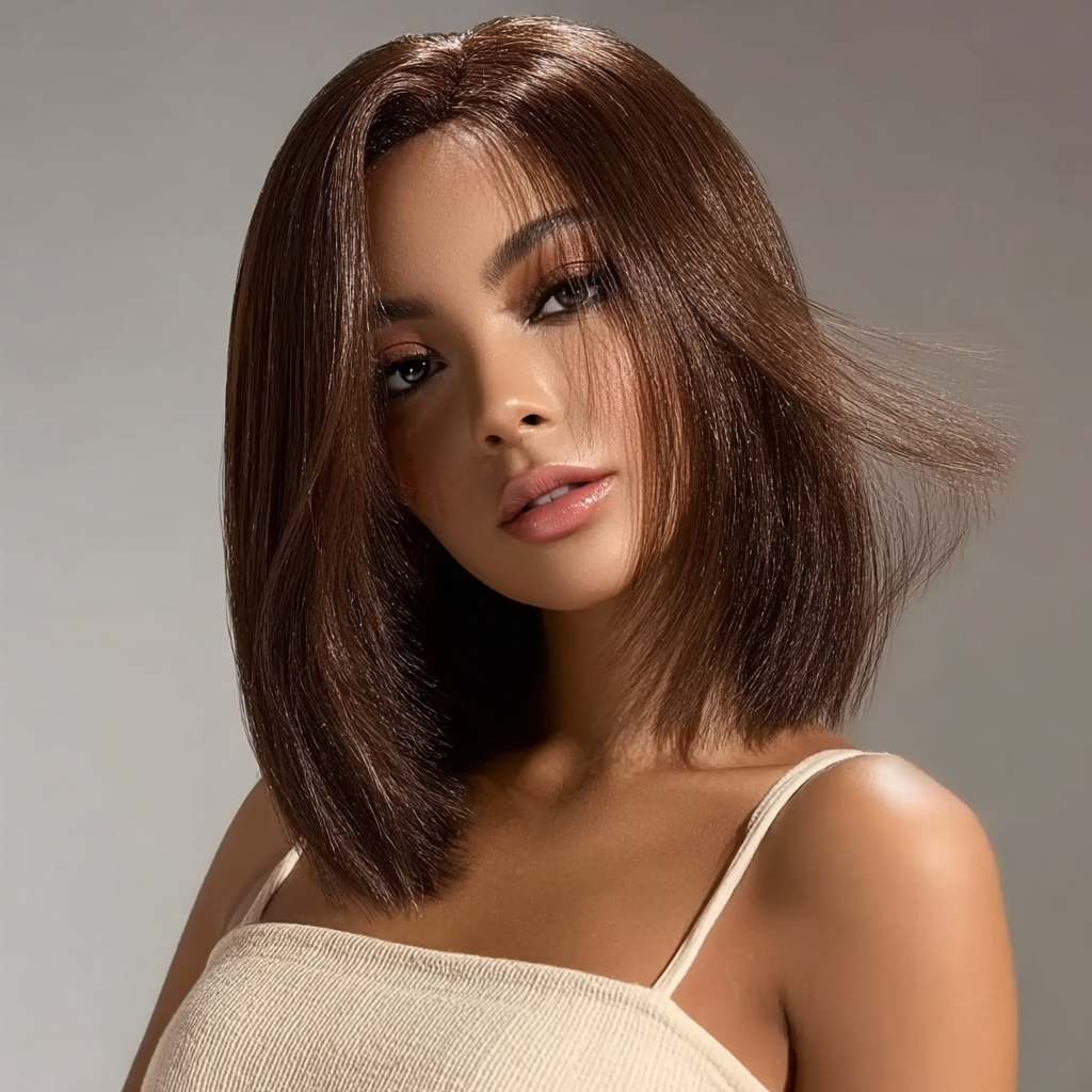 Wear and go | Chocolate brown bone straight Bob
