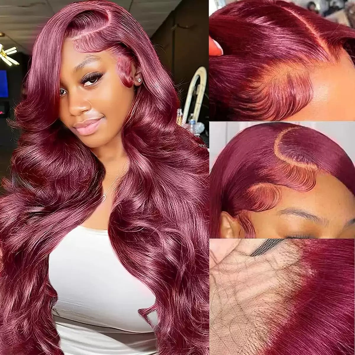 Burgundy red Loose Wave Frontal Lace