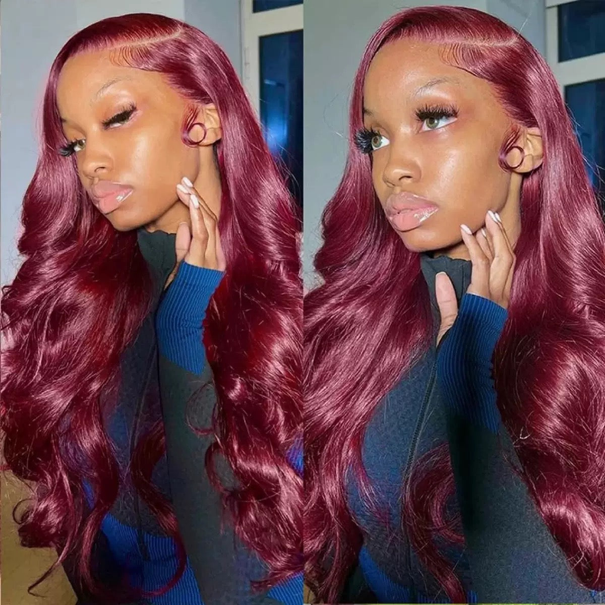 Burgundy red Loose Wave Frontal Lace