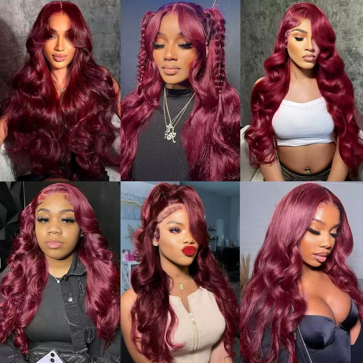 Burgundy red Loose Wave Frontal Lace