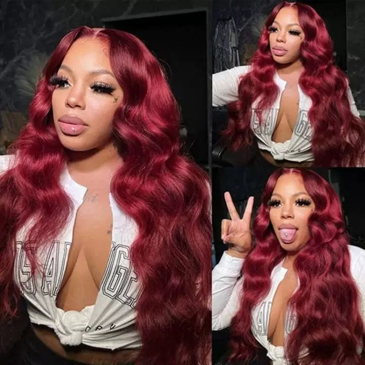 Burgundy red Loose Wave Frontal Lace