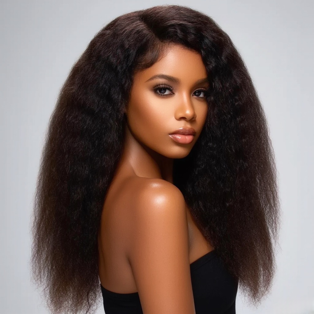 Royal Raw Remy hair - B1 Black Yaki Straight HD Lace glueless pre-plucked