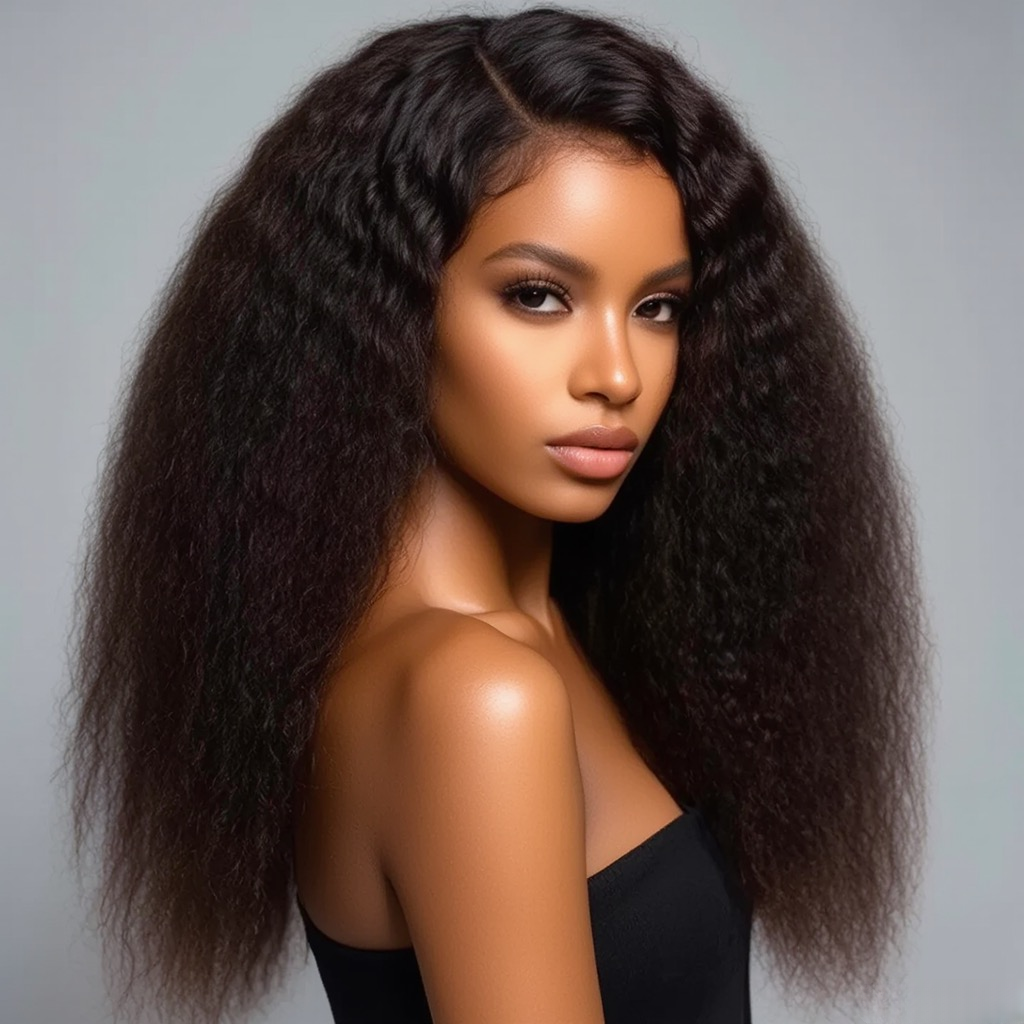 Royal Raw Remy hair - B1 Black Yaki Straight HD Lace glueless pre-plucked