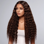 Chocolate Brown Jerry Curly  13x4 Frontal Lace