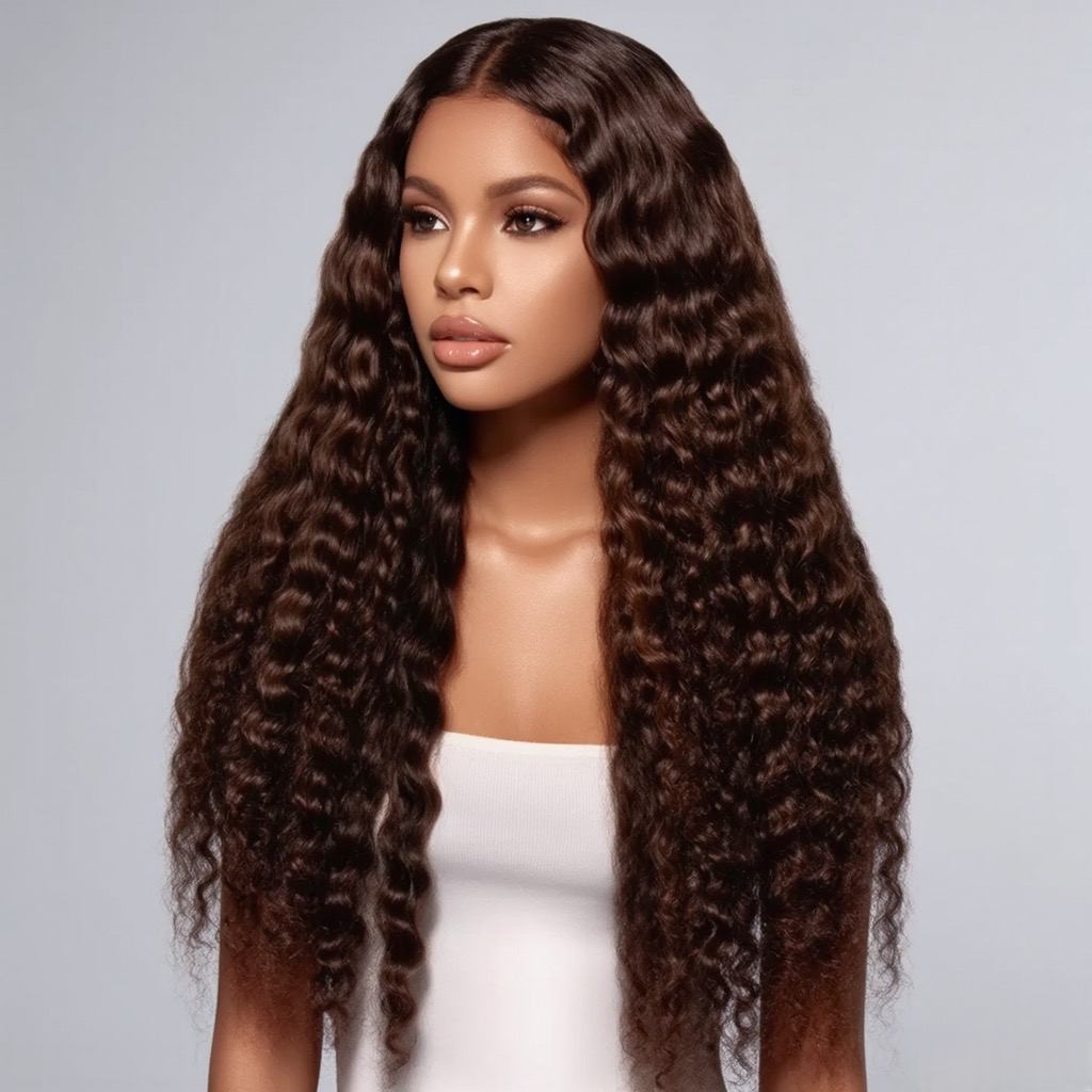Chocolate Brown Jerry Curly  13x4 Frontal Lace