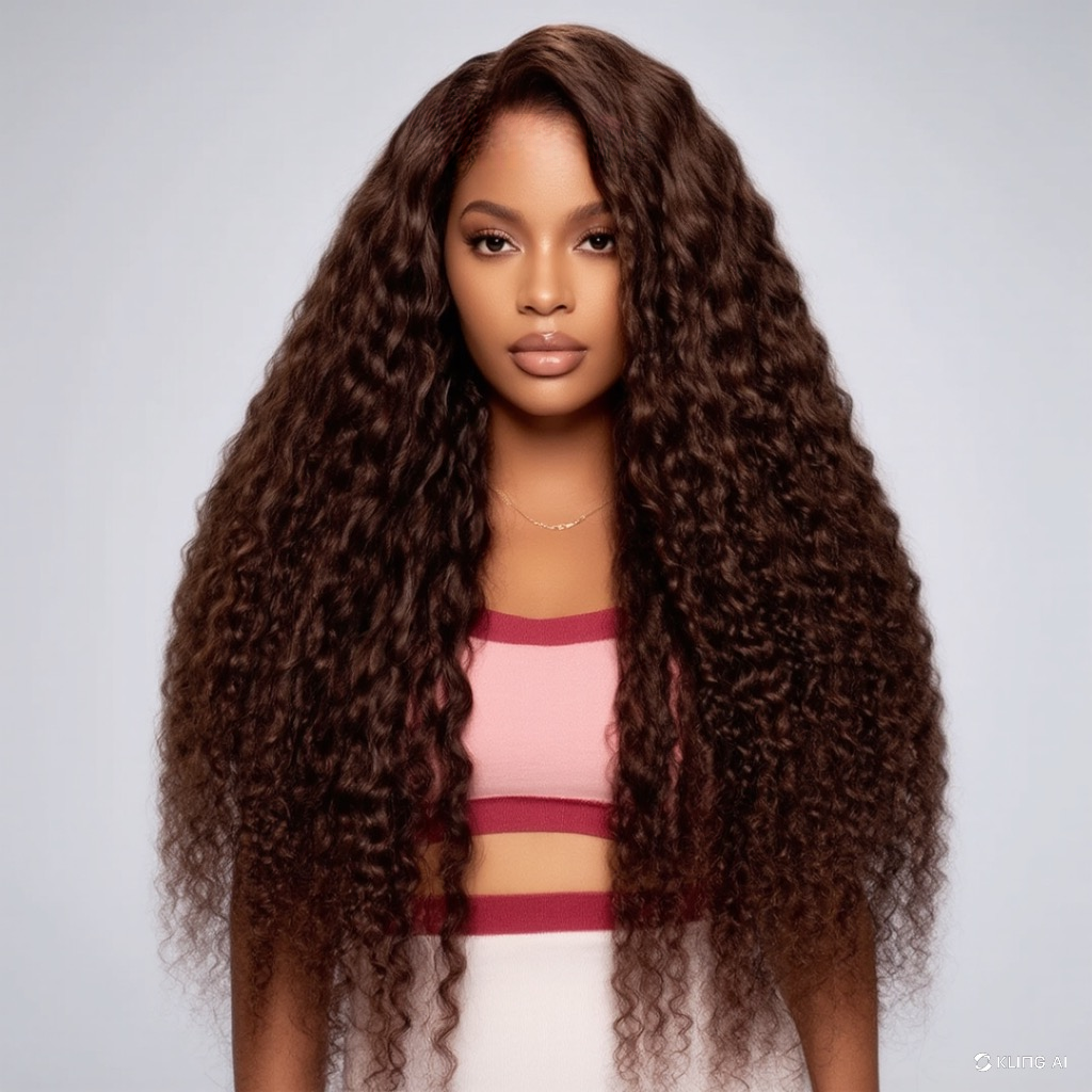 Chocolate Brown Jerry Curly  13x4 Frontal Lace