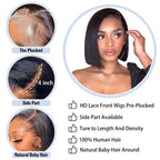 Bob Bone straight 13x4 Frontal Lace 180% density