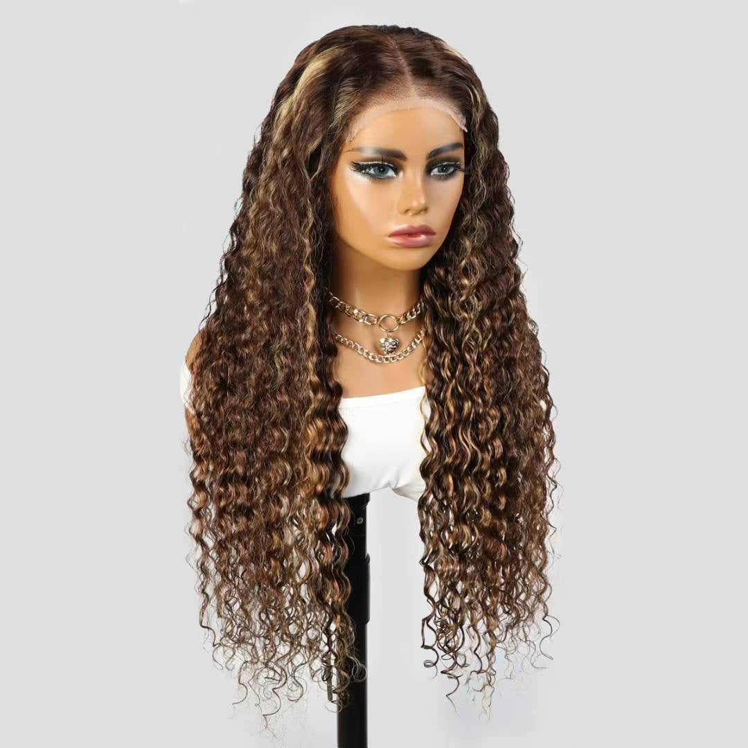 Mii+ Signature- Honey blonde piano hightlight jerry Curly 180% density