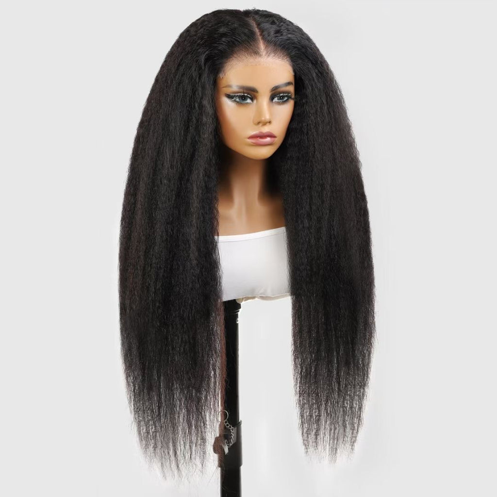 Royal Raw Remy hair - B1 Black Yaki Straight HD Lace glueless pre-plucked