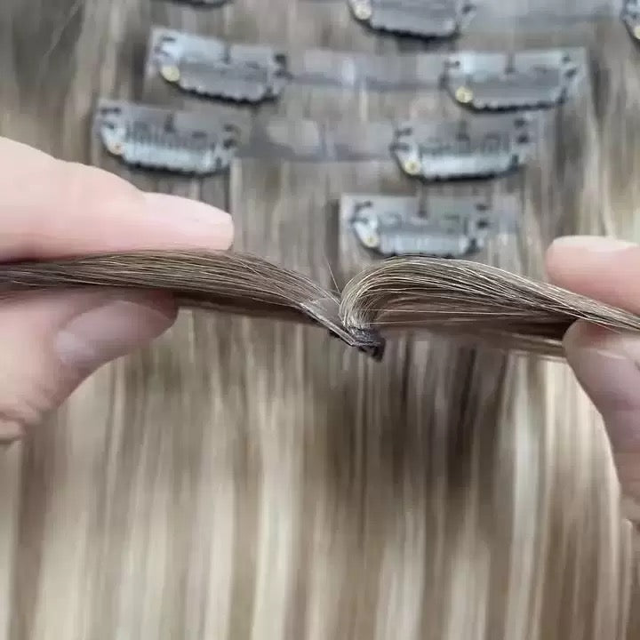 Seamless invisible Clip in PU remy hair