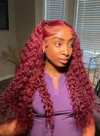 Mii+ Signature- #99J burgundy red deep curly glueless