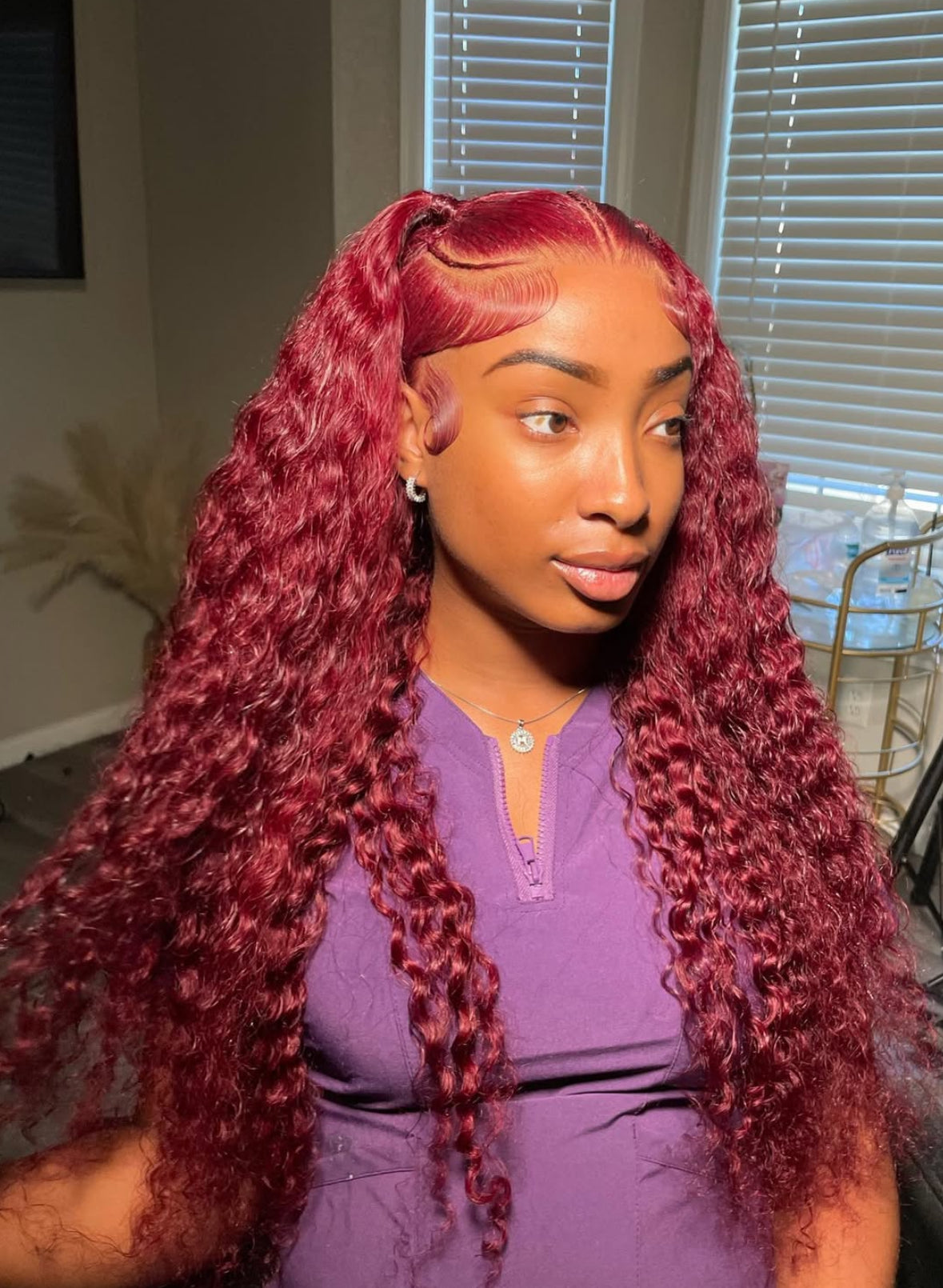 Mii+ Signature- #99J burgundy red deep curly glueless
