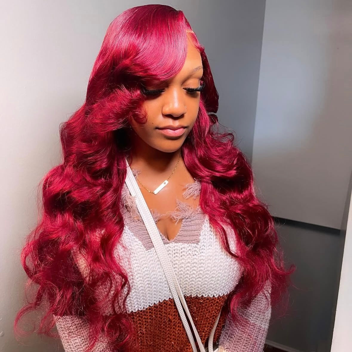 Mii+ Smart | 99J Burgundy Red Body Wave Frontal Lace
