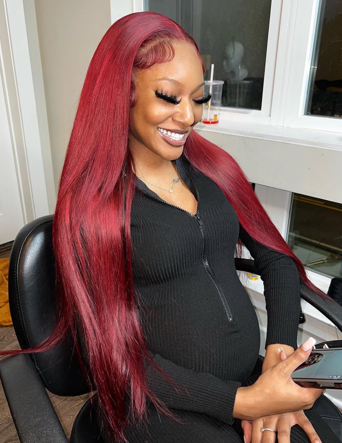 Mii+ Smart | 99J Burgundy Red Bone straight Frontal Lace