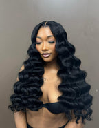 Royal Raw Remy hair - B1 Black Loose Deep HD Lace glueless pre-plucked