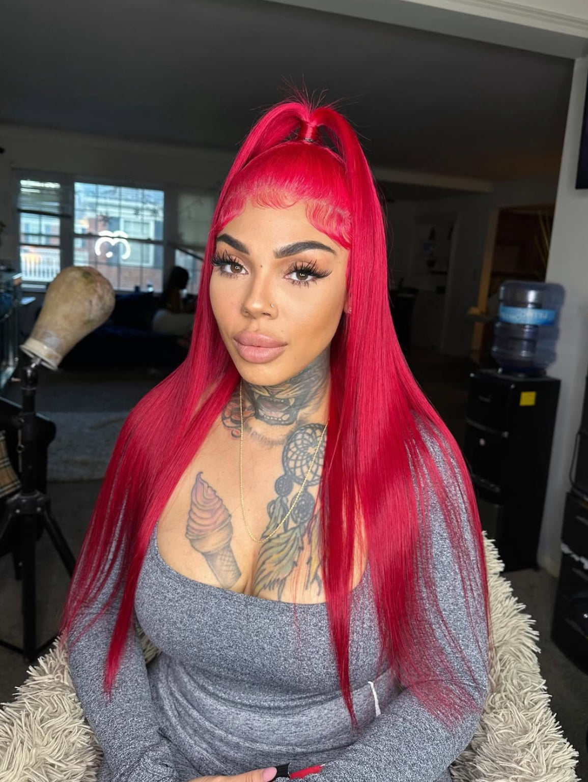 Mii+ Smart | 99J Burgundy Red Bone straight Frontal Lace