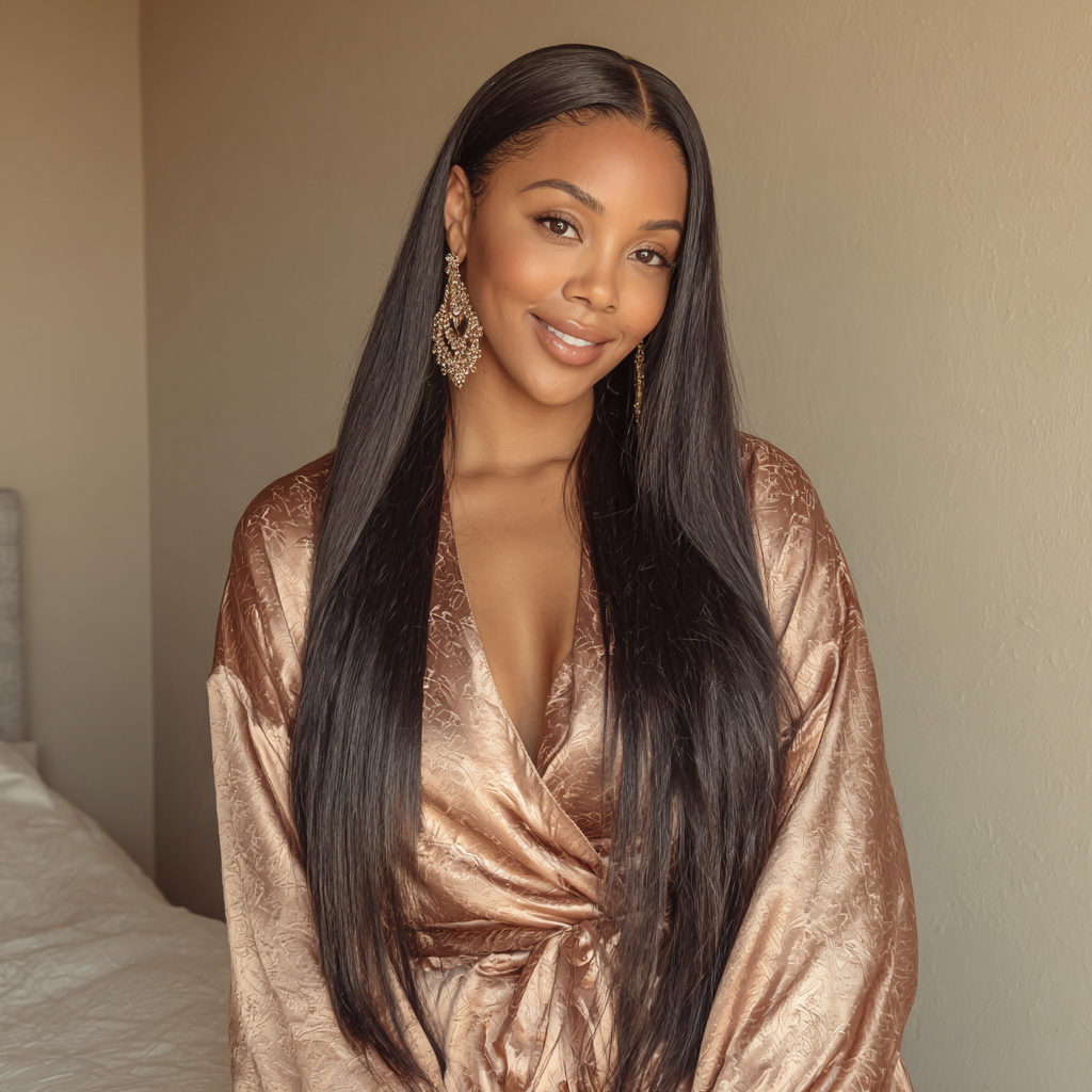 Royal Raw Remy hair - B1 Black Bone Straight HD Lace glueless pre-plucked