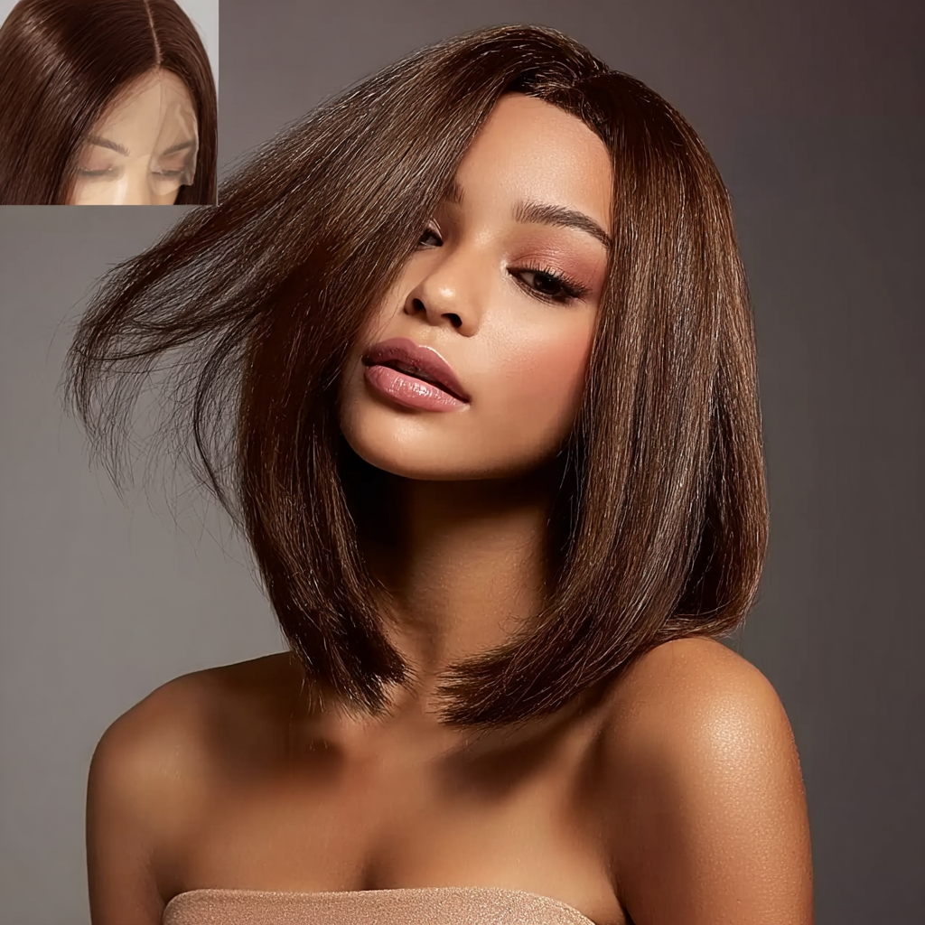 Wear and go | Chocolate brown bone straight Bob