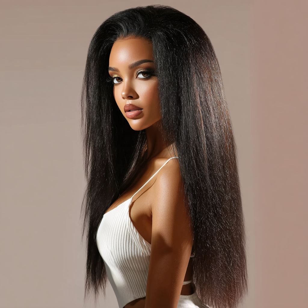 Royal Raw Remy hair - B1 Black Yaki Straight HD Lace glueless pre-plucked
