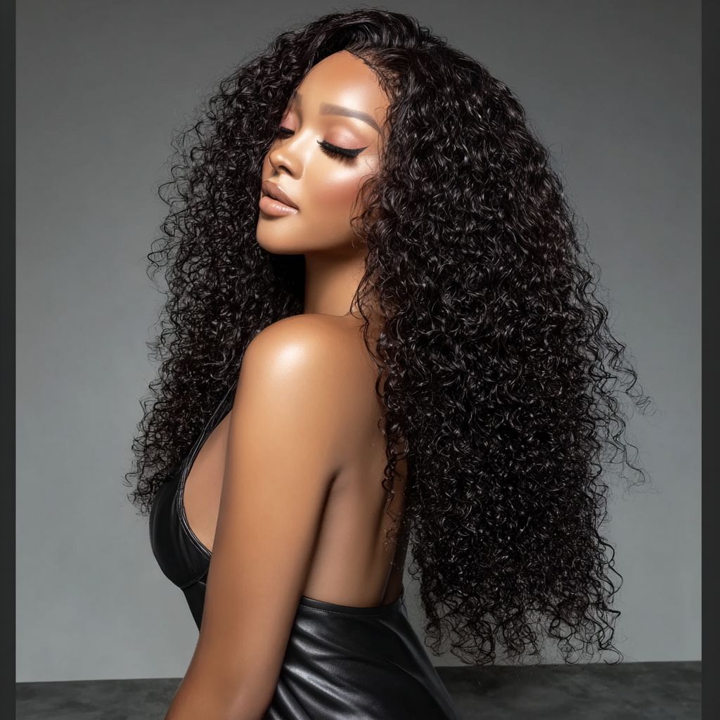 Royal Raw Remy hair - B1 Black Jerry Curly HD Lace glueless pre-plucked