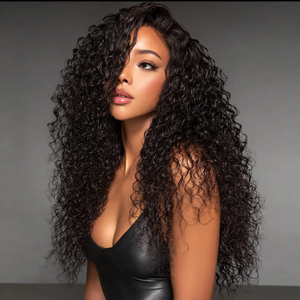 Royal Raw Remy hair - B1 Black Jerry Curly HD Lace glueless pre-plucked